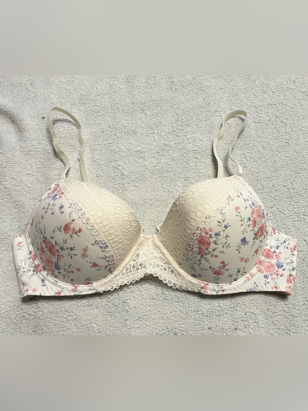 Laura Ashley Floral Lace Push-up Underwire Bra Size 36C